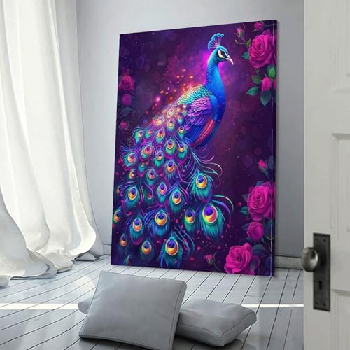 Impression sur toile paon de qualité supérieure pour salon raffiné