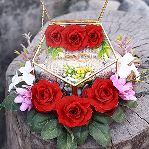 Kesote 50Pcs Artificial Rose Flower Heads Red Realistic Artificial Flower Rose Heads for Wedding Party Album Decoration & Garden Decoration DIY Craft Project - 6cm in Diameter