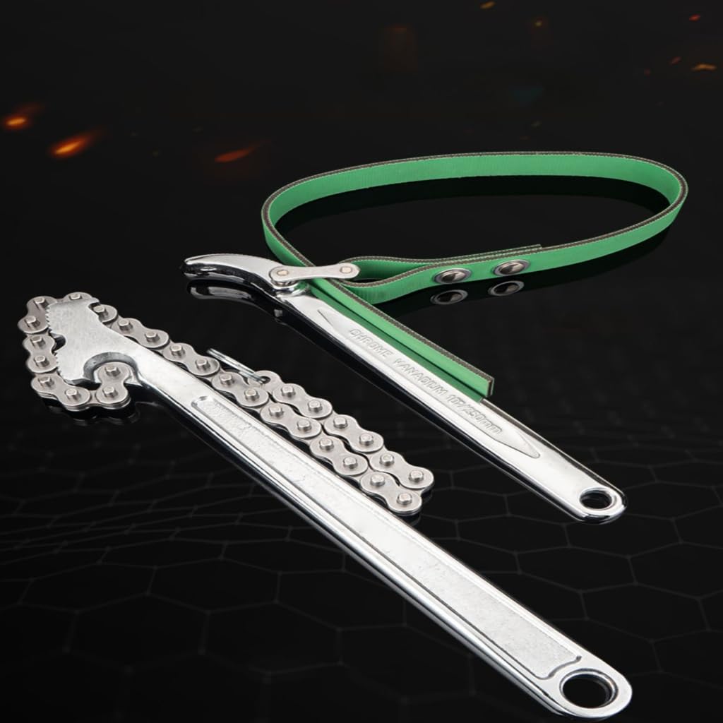 Llave de cadena tipo filtro de aceite de doble cadena para caja de motor, herramientas de extracción manual