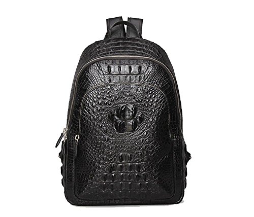 Rossie Viren Crocodile Skin Backpack, Black, 15"Hx11"Wx5"D, Classic