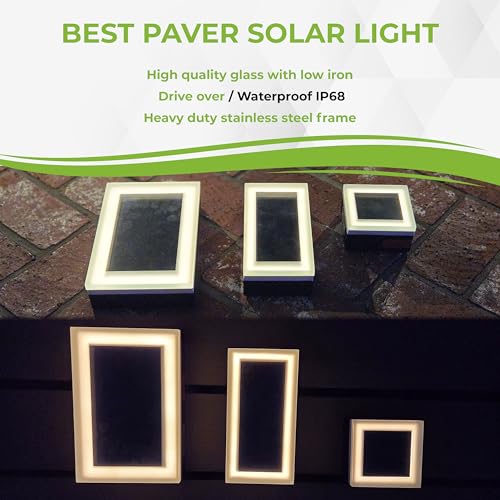 LUMENGY Solar Paver Light 4×8 inch (3.93x7.87), Stainless Steel with Tempered Glass, 2700K Warm White Glare-Free Lighting for Driveways, Walkways and Patios, IP67 Waterproof, Drive-Over Rated by LUMENGY - Image 7