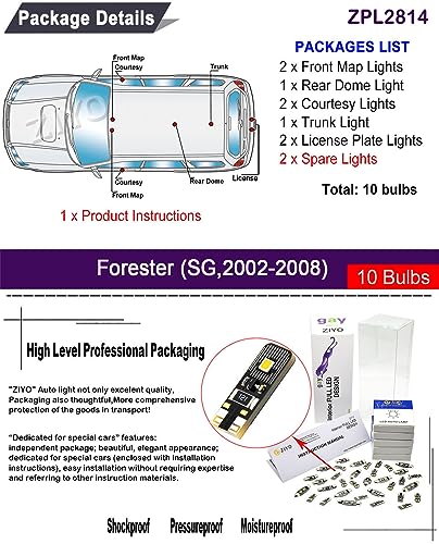 Kit de luces interiores LED para Subaru Forester 2002-2008 miniatura 2