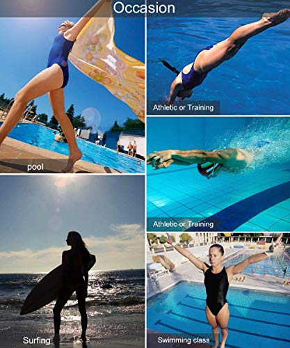 Image of One Piece Bathing Suit for Women Front Cross Athletic Tummy Control Swimsuits V Neck Slimming Swimwear
