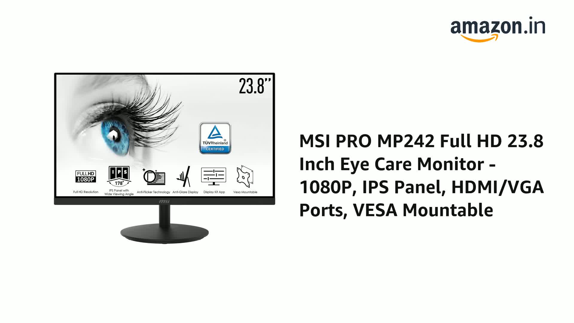 MSI PRO MP242 Business & Productivity Monitor | Full HD 23.8