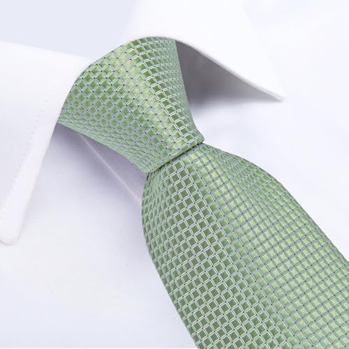 Image of DiBanGu Mens Solid Color Tie and Pocket Square Set Woven Silk Plain Necktie & Handkerchief for Men Wedding Party Formal