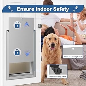 Canine Door Doggie Door with Sturdy Aluminum Body, XL Doggy Door for Door, Additional-Giant Pet Door with Computerized Closing & Sturdy Flap for Vitality Environment friendly, Lockable Closing Panel & Simple to Set up