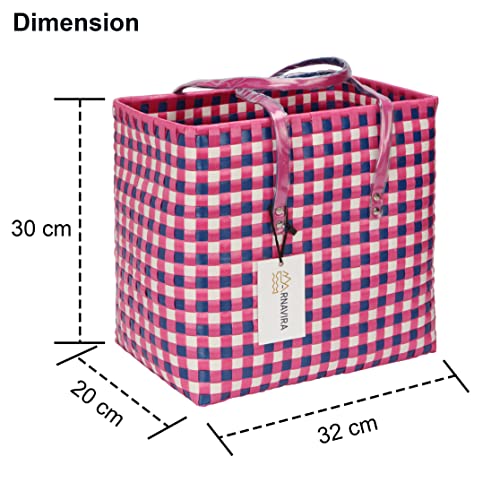 Image of Arnavira Handmade Multipurpose with Lid 20L Used as Lunch Lunch Bag Tiffin Bag for Office,School & Travel (32x20x30) (Pink White, X Large)