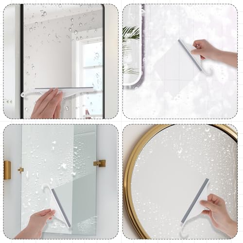 Image of Sink Squeegee, Mini Squeegee with Hanging Hook, Silicone Mirror Squeegees, Bathroom Squeegees for Shower Cleaning Sink, Bathroom, Glass, Car Windows Wiper Scraper