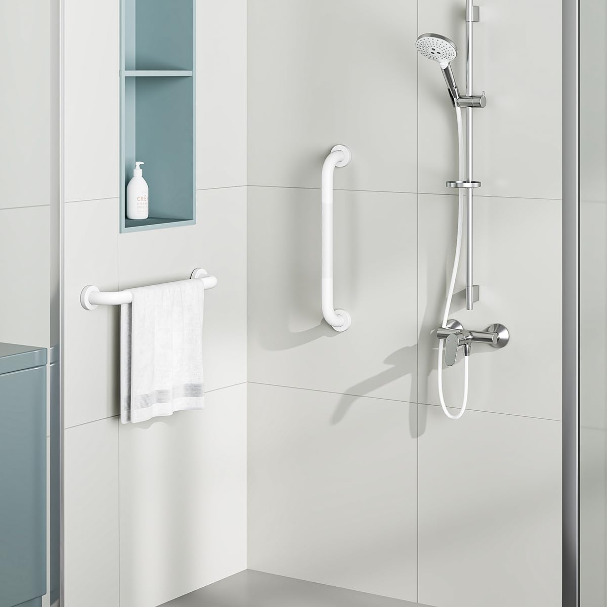 FANHAO 2 Barres d'appui de Salle de Bain en Acier Inoxydable SUS304 avec Poignée Antidérapante pour Toilettes, Baignoire, Salle de Bain, Rampe d'escalier -41cm
