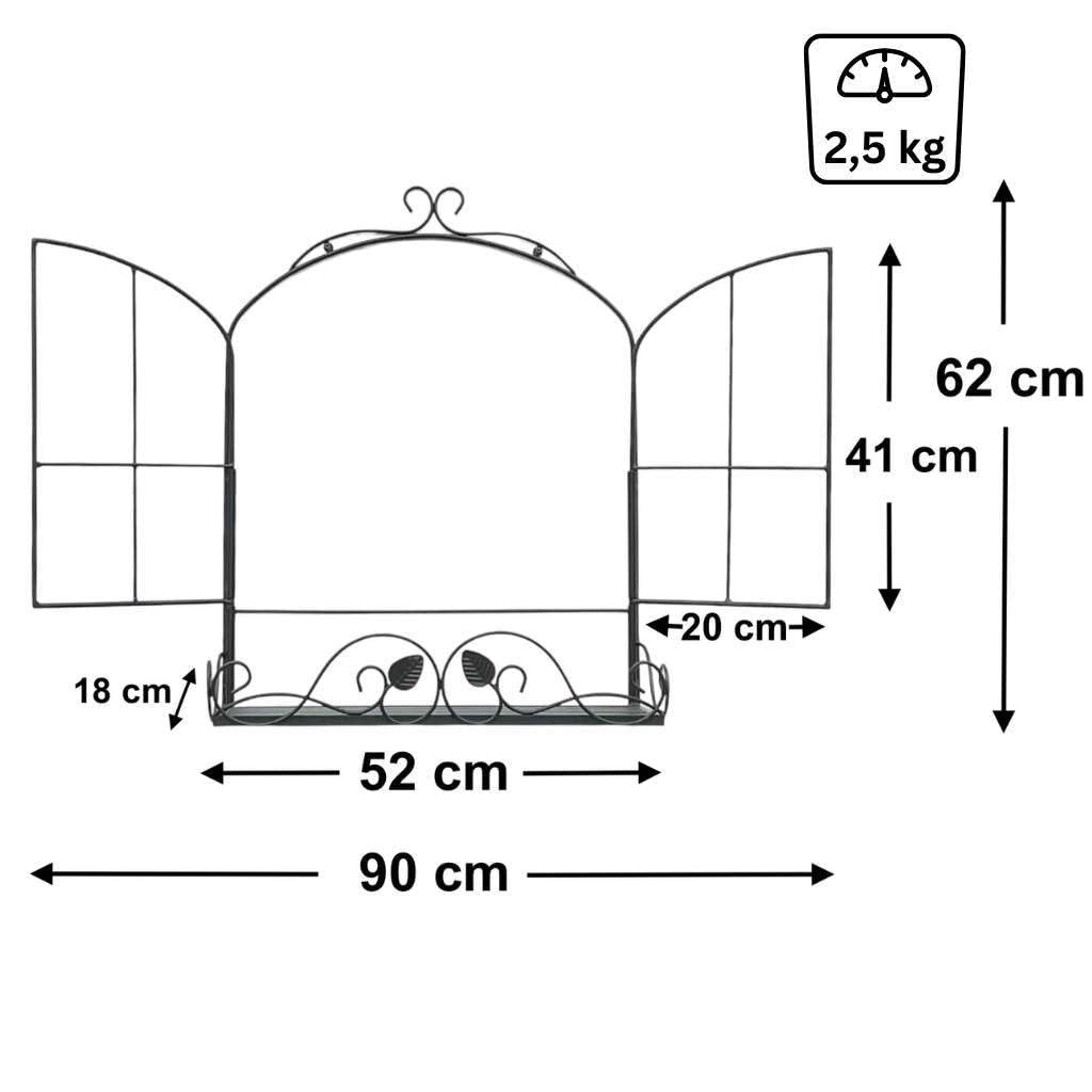 DanDiBo Scaffale per erbe aromatiche, per balcone, da parete, resistente alle intemperie, in metallo, 50 cm, da appendere, per balcone, spezie, da parete