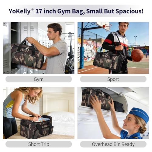 Image of 25L Small Gym Sport Duffle Bag, 17 inch, Camo | Weekender Overnight Bag, Travel, Workout, Fitness
