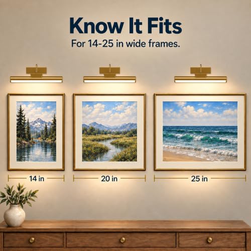 13" Wireless Picture Lights for Wall, Rechargeable Art Light, 2Pack Gold