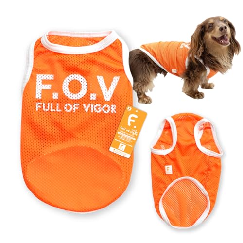 ダックス シンプル ロゴ プリント メッシュ タンク 抜け毛対策 タンクトップ 犬の服 フルオブビガー 18/オレンジ DML
