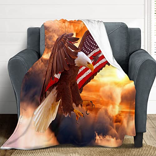 Neteda Bald Eagle Blanket American Flag Decor Throw Us For Men Super Warm Soft Plush Fleece Flannel Winter Couch Bedding Girls Kids Adults 50Inchx60Inch #TOP3