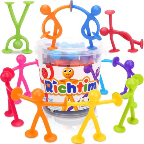 Image of Richtim Kids Humanoid Suction Sensory Toys: 24 Pack Creative Suction Toy No Hole Bath Toy - Sensory Toys for Kids Travel - Calming Down for Boys and Girls