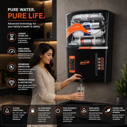 Image of Seacure 7 Stage UF + UV Water Purifier | Natural Mineral Retention | Best for Municipal /Corporation Water (<200 TDS) | No RO, No Booster Pump, No Taste Change (Zinc Technology)
