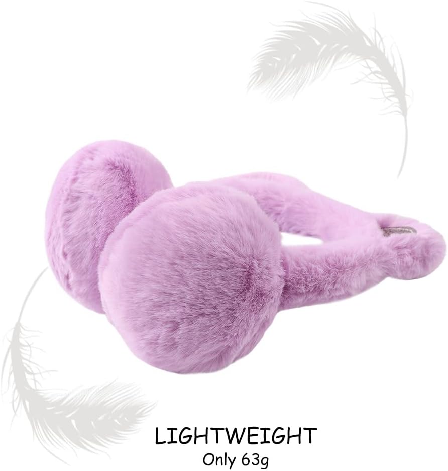 Peecabe Winter Kids Earmuffs Warm Girl Ear Muffs For Toddler Kid Children Earmuff with Cat Ears Girls Ear Warmer (Violet) - Image 5