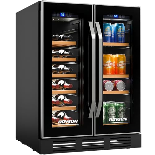 Image of ROVSUN 24 Inch Wine and Beverage Refrigerator, Hold 17 Bottles and 61 Cans
