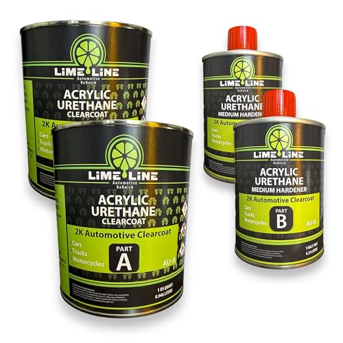 LiME LiNE 2K Clear Coat, Automotive Paint Kit with Hardener, Topcoat For Cars, Trucks and Motorcycles - Double Pack x2 (A. Gloss Clear Coat)