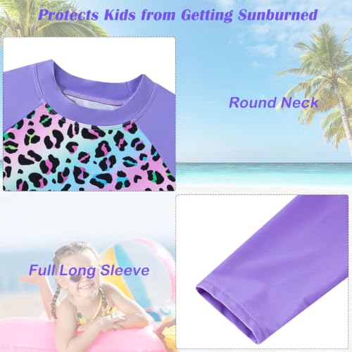 Image of TUONROAD Girls 2 Pieces Rash Guard Swimsuit Long Sleeve Tankini for 4-10 Years