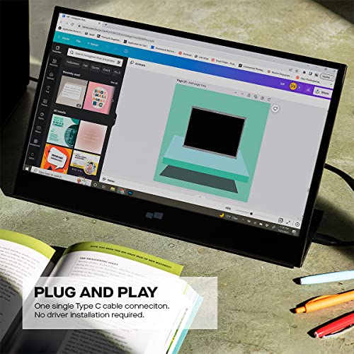 Image of Mobile Pixels Portable Laptop Monitor, Glance 16 inch 1080P FHD Travel Monitor | HDMI USB Type C Monitor, Built-in Dual Speakers, Tilt Adjustment & Non-Slip Mobile Monitor for PC, macOS, Windows, PS4 /5