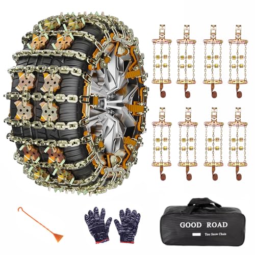 8 Pack Snow Chains for Car Tire, Portable Anti-skid Tire