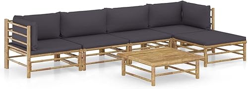 Envíos rápidos Juego de muebles de patio al aire libre, asientos exteriores, para porche, terraza, patio trasero, césped y balcón, juego de 6 piezas