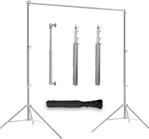 Soporte de fondo de acero inoxidable de 9.5 x 10 pies para fondo de video ajustable para fotografía de retrato y estudio, sesión de fotos, fiestas,