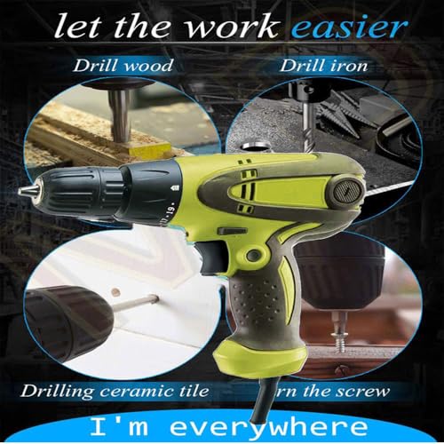 Image of Electric Screwdriver Drill Machine 350W, Copper Armature, Chuck 10mm, 750 RPM With Claw Hammer, Pliers, Wire cutter, Line Tester, Adjustable Wranch, Masonry Drill Bit Set,Home Drill tool Kit