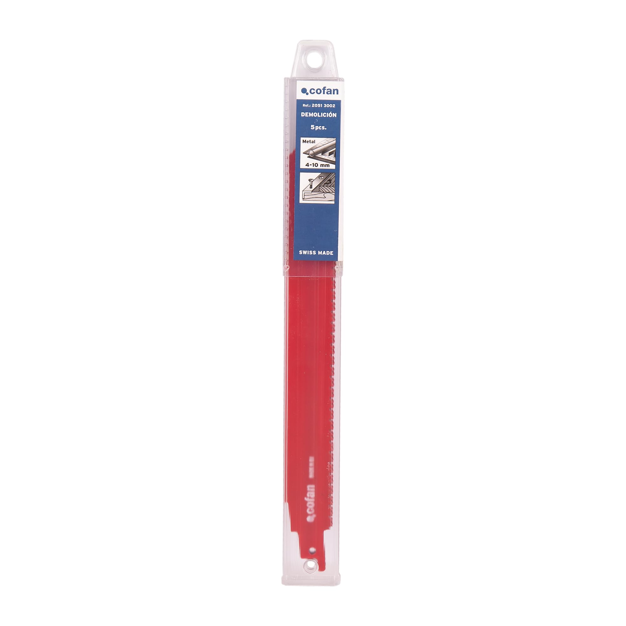 Cofan Hojas de sierra de sable bimetálicas para demolición 5 piezas 210 x 8-10 mm, Hojas universales cortes exigentes en multimaterial, Dentado triscado