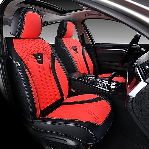 Image of FLORICH Leather Seat Covers, Seat Covers Full Set, Car Seat Protectors 5 Seats,Automotive Seat Covers Fit for Most Cars Trucks-Black&Red