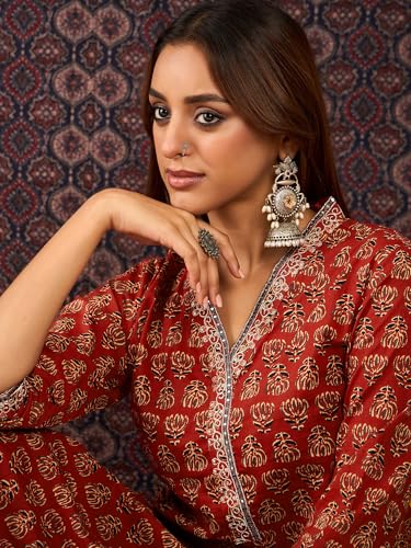 Image of INDO ERA Women's Cotton Ethnic Co-Ord Set | Kurta Pant Set | Stylish Cotton Suit Set for Women | Co Ord Set For Women Stylish |