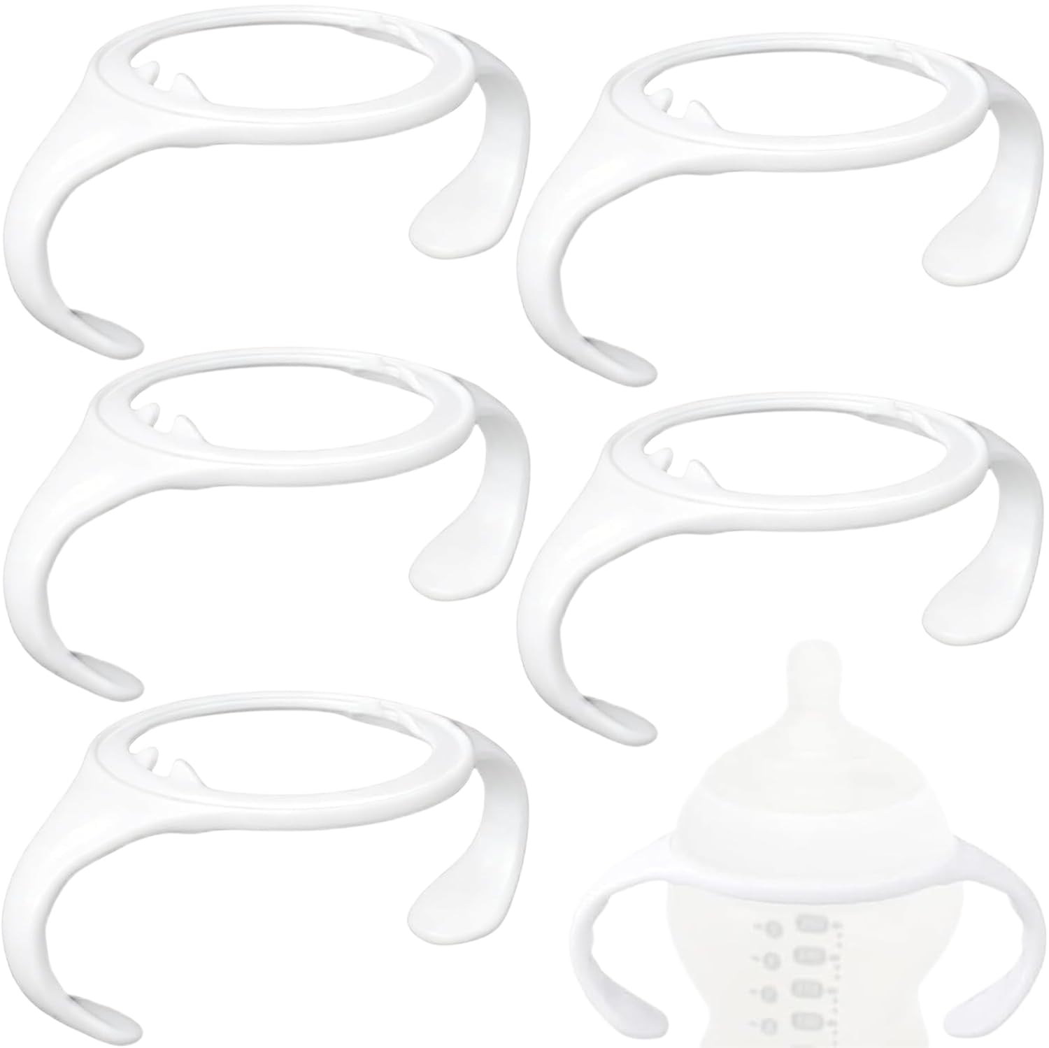 Baby Bottle Handles Holder for Tommee Tippee, Ergonomic Non Slip Grip Replacement Tomee Holder for Newborn Bottles Accessories Part (5 PCS (White))