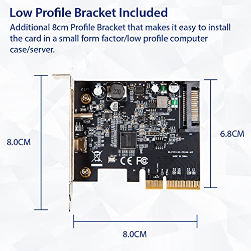 Image of IO CREST USB-C 3.2 Gen 2x2 + 20W QC Power Delivery PCI-e Gen 3 x4 Expansion Card SATA Powered ASMedia ASM3242