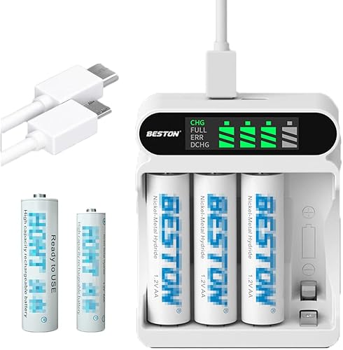 Nimh Cargador de batería, cargador de batería AA, cargador de batería AA AAA, cargador de batería inteligente con 4 cargadores de batería