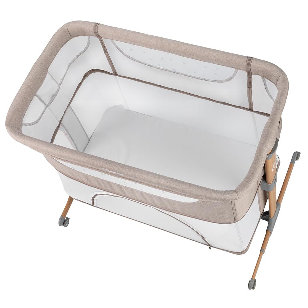 Momi Lettino multifunzione SMART BED 4-in-1, lettino co-sleeping e box, per bambini fino a 15 kg di peso, con altezza regolabile a 5 livelli, con materassino, cinghie di fissaggio e rotelle