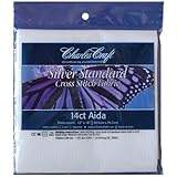 DMC CR340-6750 Silver Label Aida, 12 by 18-Inch, White, 14 Count
