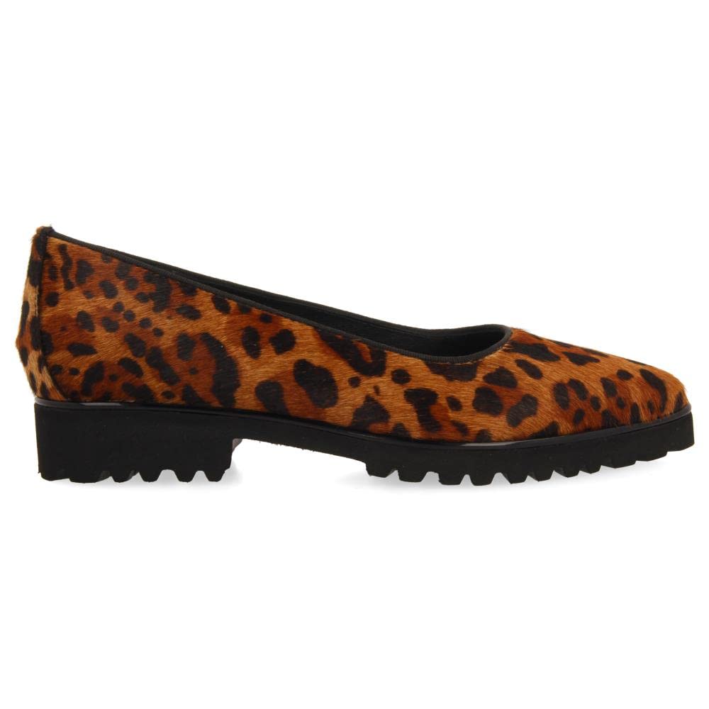 Ballerine in Pelle con Fantasia Leopardata e Suola Spessa Tipo Track da Donna ruka