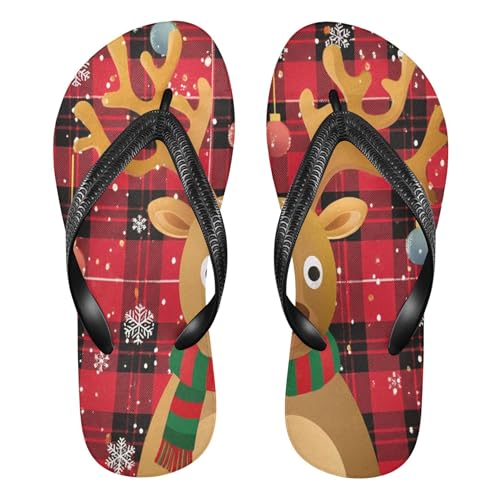 Burbuja Cute Reindeer Flip Flops for Women Men, Soft Thong Sandals Rubber Slippers for Pool Beach Essentials