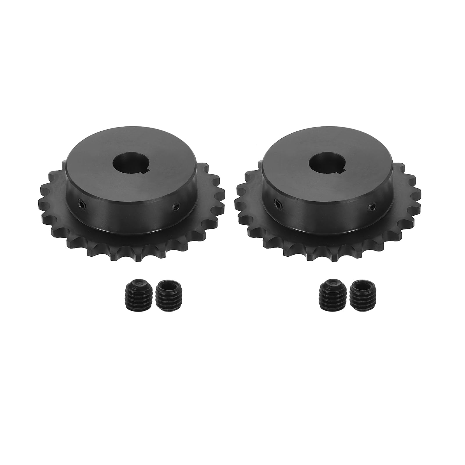 QUARKZMAN 2 Pcs #40 Piñón De Cadena Con Rodillo De 3/4" De Diámetro Interno, 24 Dientes, Acero Al Carbono C45, Piñón ANSI #40 Con Agujero Redondo Y Tornillos De Fijación Para Cadena ISO 08A