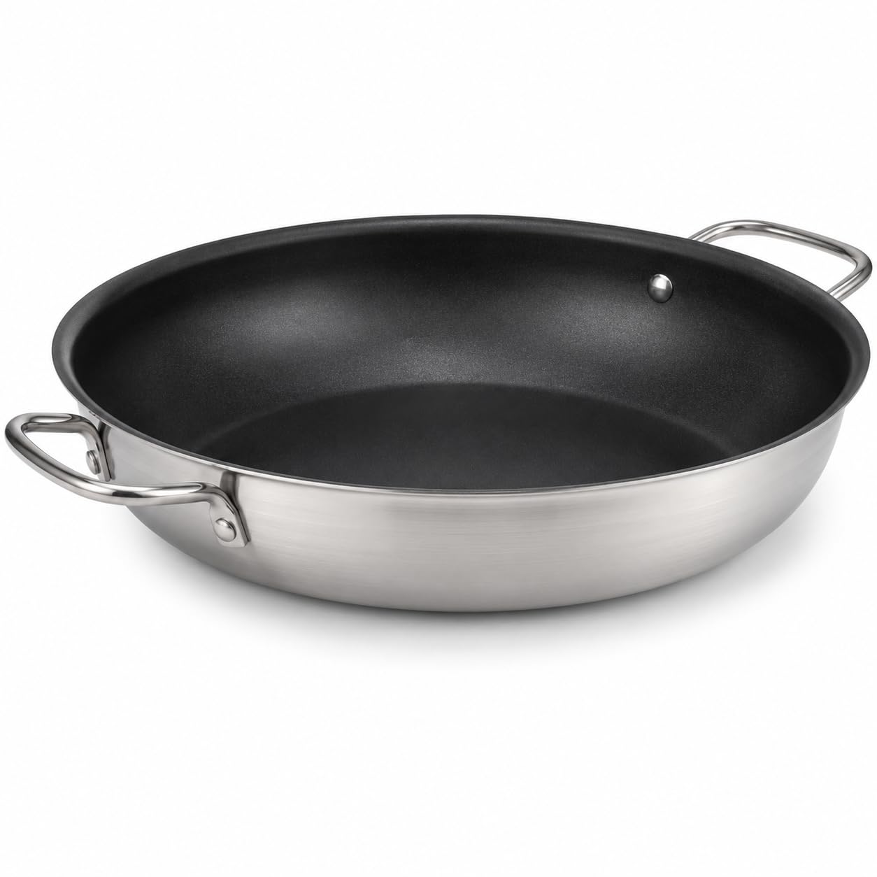 SS1 Series 14-Inch Stainless Steel Non-Stick Fry Pan with Aluminum-Clad Bottom by Glownary – 14 Inches, 0.0 quarts, Stainless Steel, Silver, Model 473ssfry14xd