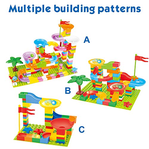 BeebeeRun Marble Run for Kids - 165PCS Marble Race Track Building Blocks, Marble Blocks Compatible with All Major Brands Bulk Bricks Set for Boys Girls Toddler Age 3 4 5 6 7 8+ - Thumbnail 4