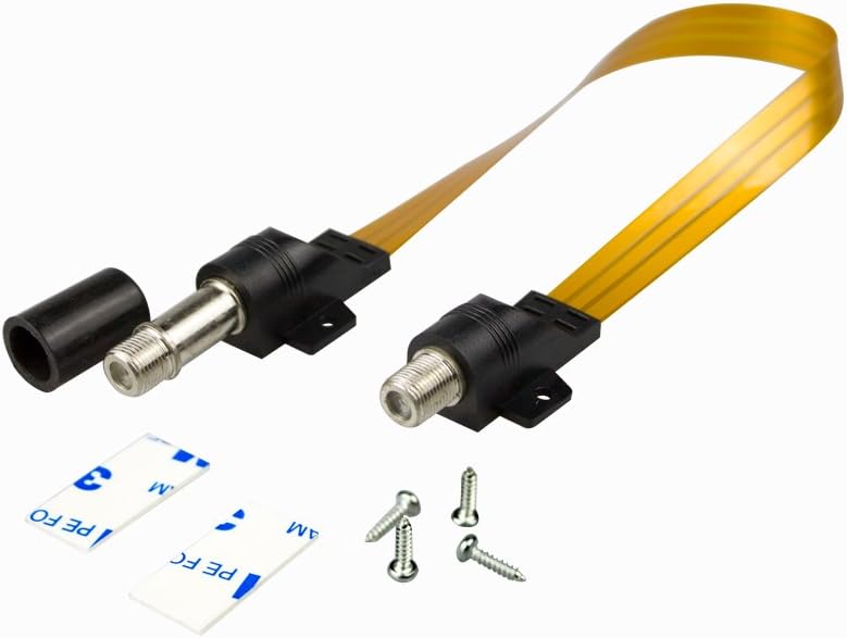 Elanx Water Proof RG6 Jumper Cable for HDTV, CATV & Satellite Appliances, Ghost Wire Coax F Type Cord, Extremely Slim/Flat Cable for Window or Door Passing Through (10"/26cm)