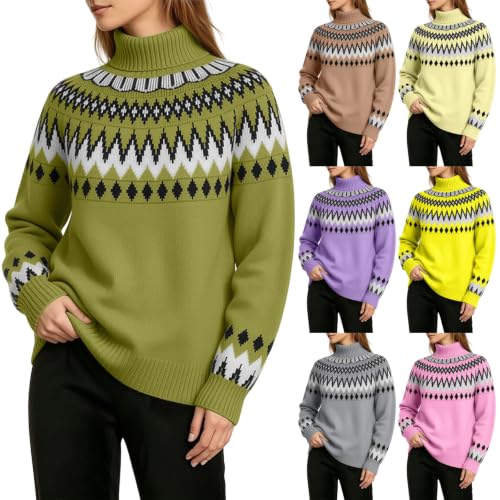 Oversized Sweater for Women High Neck Plus Size Knit Tops Casual Pullover - image 1