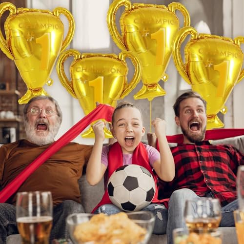 Image of Rozi Decoration Champion 1st Trophy Shape Gold Foil Balloon | Winner Theme Decoration Balloon for Birthday, Sports Party & Celebration Decor | Helium or Air Inflatable Balloon