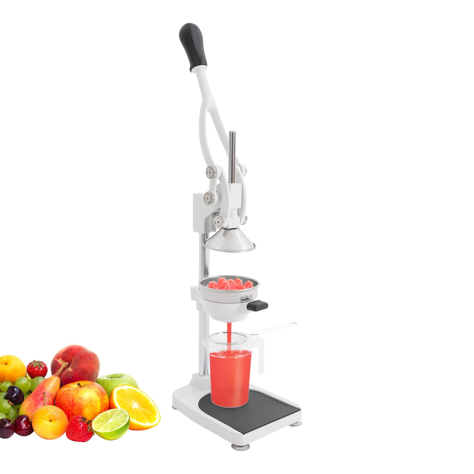Bepritm Manual Juicer Commercial Heavy Duty Hand Press Juicer with Dual Press Head Stainless Steel Fruit Juice Squeezer