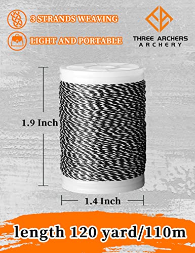 THREE ARCHERS Archery Bow String serving Thread (Black & White), Black / White - Image 3