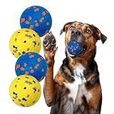 Lepawit Indestructible Dog Ball Toy, Durable Dog Tennis Balls for Aggressive Chewers, High Bounce & Floating Balls for Dogs, Jolly Ball for Fetch in Yard, Beach & Pool(4 Pack)