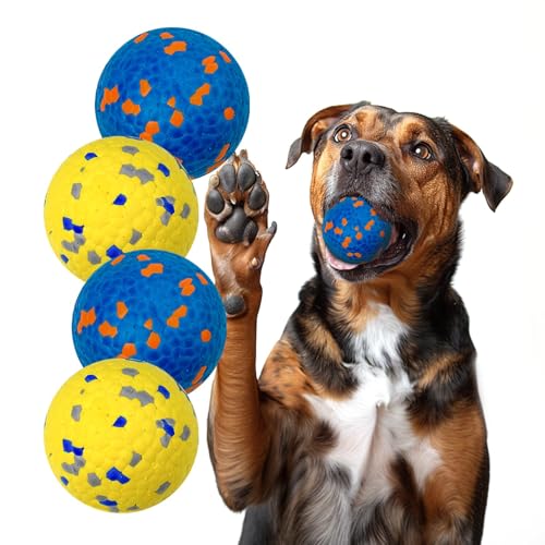 Lepawit Indestructible Dog Ball Toy, Durable Dog Tennis Balls for Aggressive Chewers, High Bounce & Floating Balls for Dogs, Jolly Ball for Fetch in Yard, Beach & Pool(4 Pack)