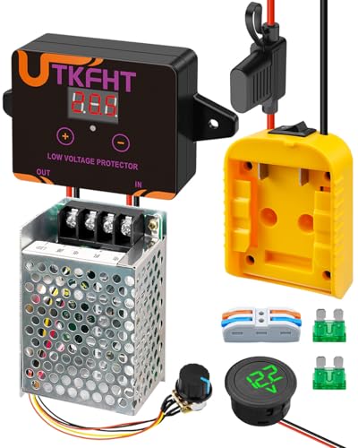 Upgrade Power Wheel Adapter Kit Compatible with Dewalt M18 18V 20V Battery with Voltage Regulator Fuse and Wire Terminals Battery Conversion Kit for DIY Radio Controlled Truck Robotics and Car Toys